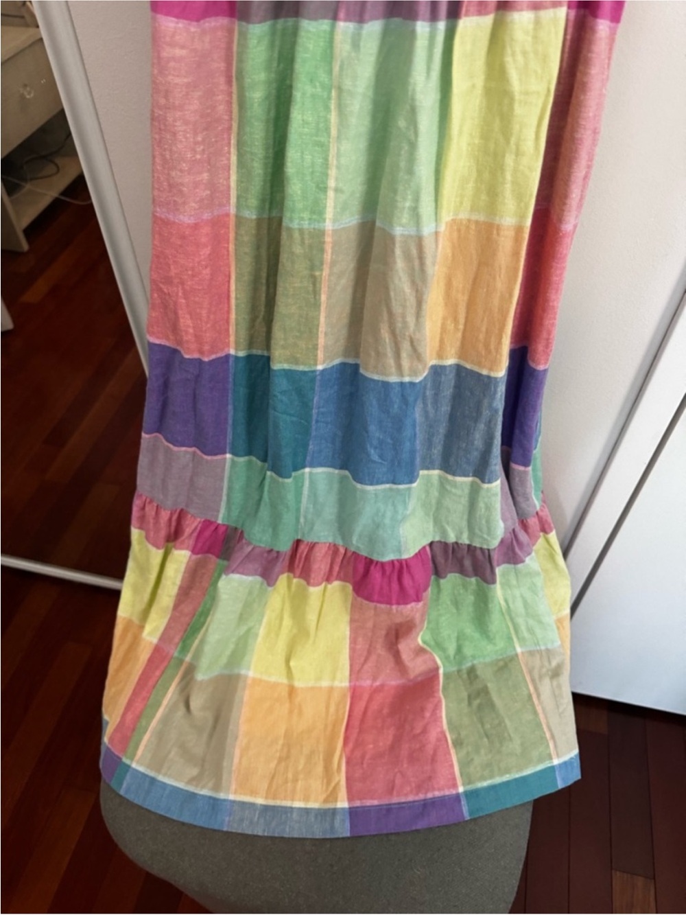 Gap Linen-Blend Colorful Pastel Flutter Sleeve Smocked Midi Dress NWT - Picture 6 of 8